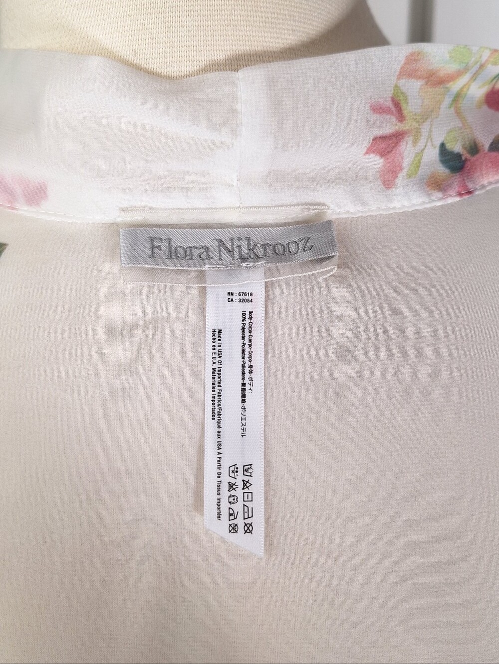 Flora Nikrooz Sheer Floral Tie Front Long Robe OS Bridal Cottagecore Romantic - Picture 7 of 7